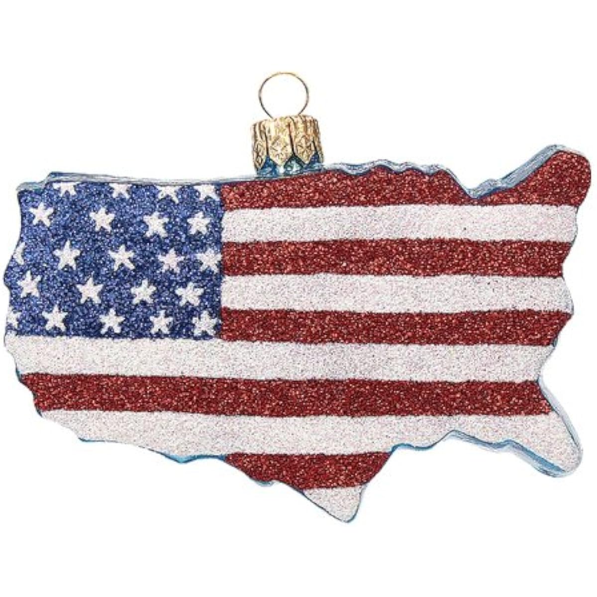 United States Country Flag Polish Glass Christmas Ornament USA Decor