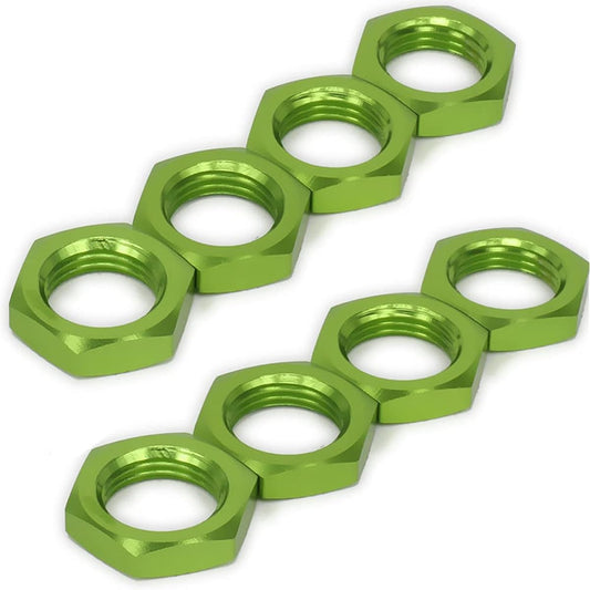 Alloy Wheel Nuts 17mm Thread 1.0 Arrma 3s 6s Notorious Kraton Outcast Typhon Mojave Talion Infraction Limitless Felony Upgrade Parts 8pcs/Set (Green)