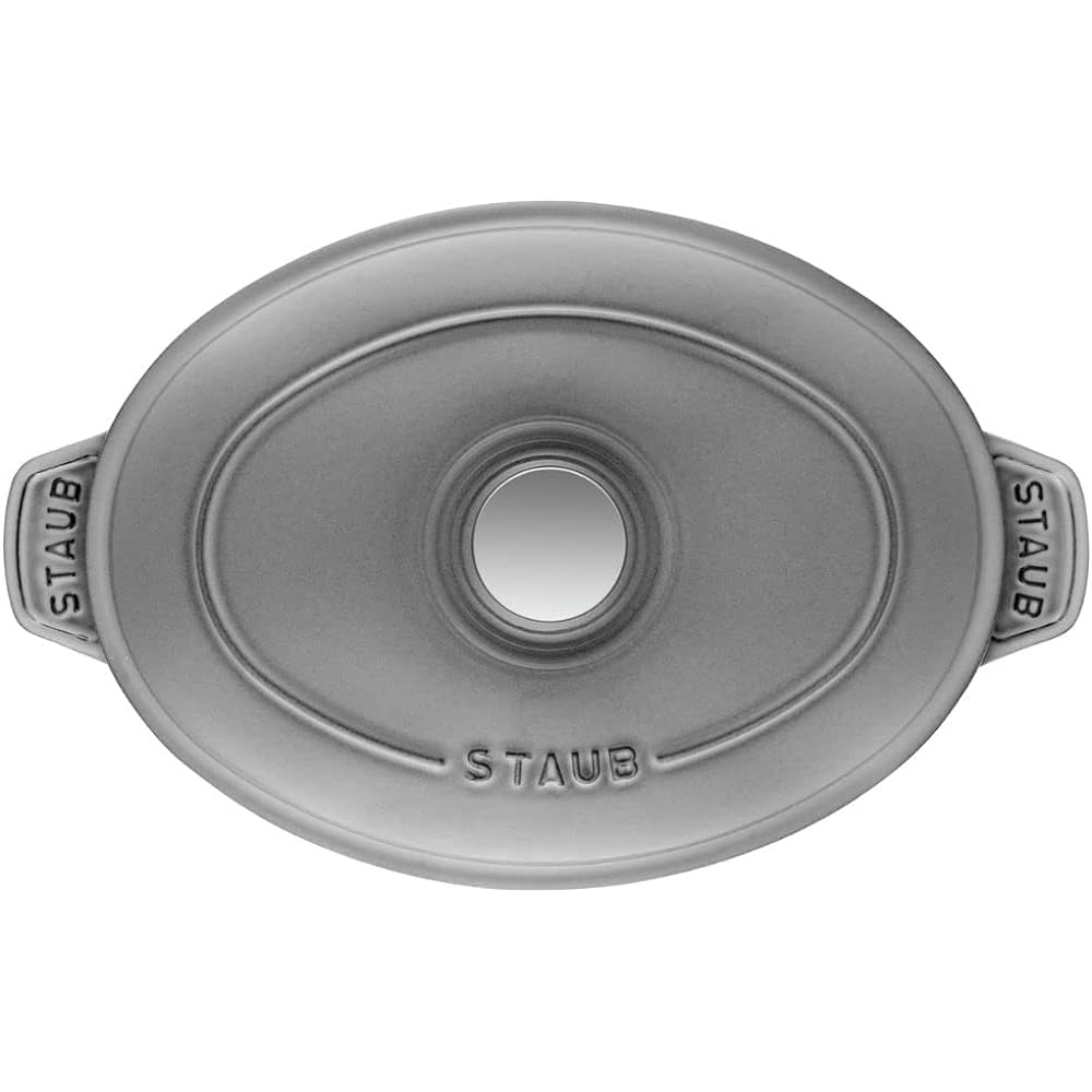 staub "Oval Hot Plate Gray 23cm" Both Hand Enamel Shallow Pot Compatible with IH [Authorized Japanese Product] Oval Hot Plate 40509-581