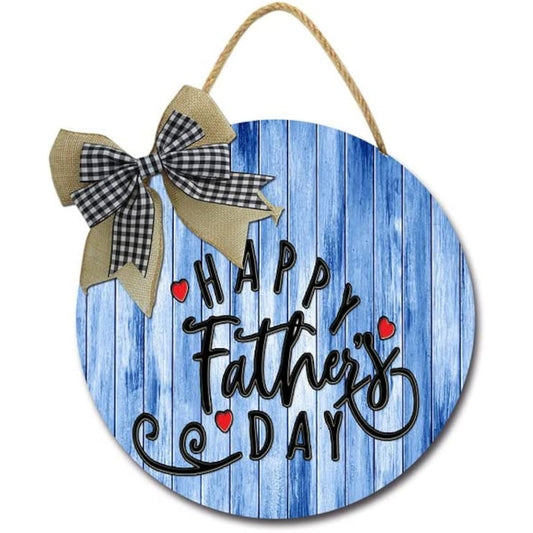 Weytff Father's Day Gift Sign for Front Door Outdoor Farmhouse, Porch Patio Garden Decor Spring Door Wreath for All Seasons 11x11 Inch