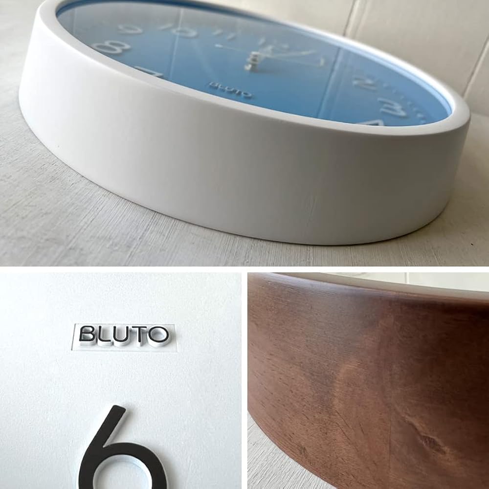 Bluetooth Wall Clock BLUTO Handmade Wooden Diameter 30cm Stylish Wall Clock Scandinavian Clock Interior (Brown)