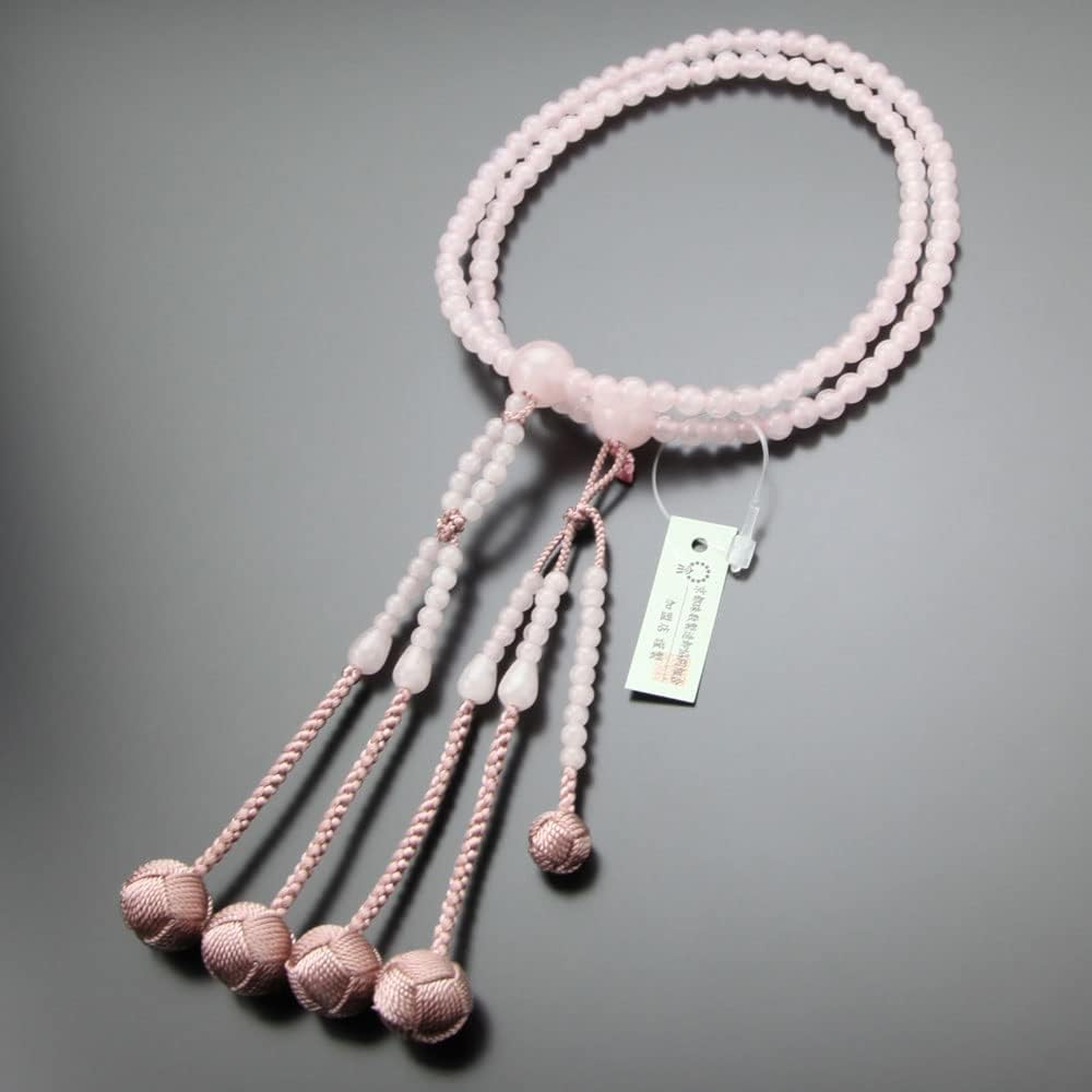 ≪Special Price≫Nenju.com Nichiren Buddhist Prayer Beads for Women 8 Dimensions 108 Beads Rose Quartz Sanskrit Tenbou [Authentic Prayer Beads Kyoto Prayer Beads Kyoto Two Wheels Double Lotus Red Quartz Memorial Service Memorial Service Funeral Funeral Pin