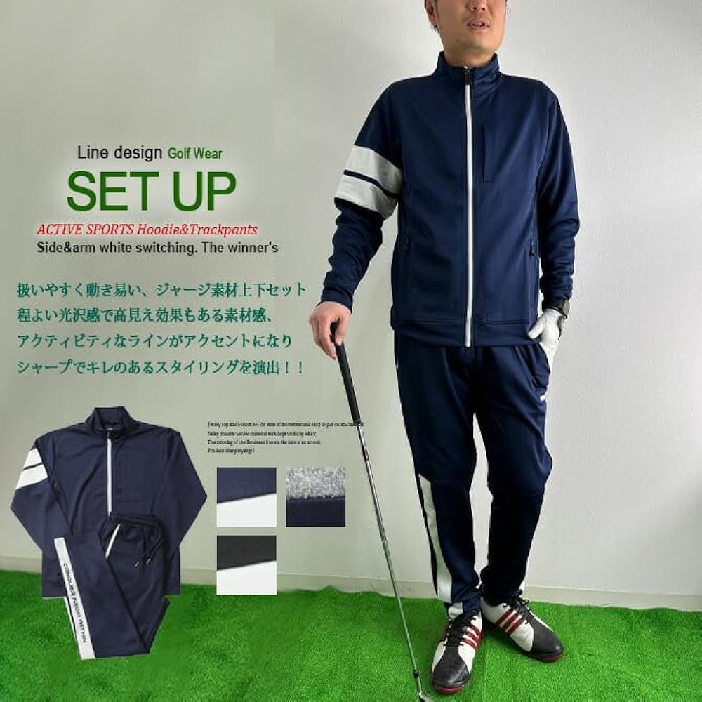 [Arcade] Men's Golf Wear Set Top and Bottom Set Jacket Blouson Zip Up Golf Pants Jersey