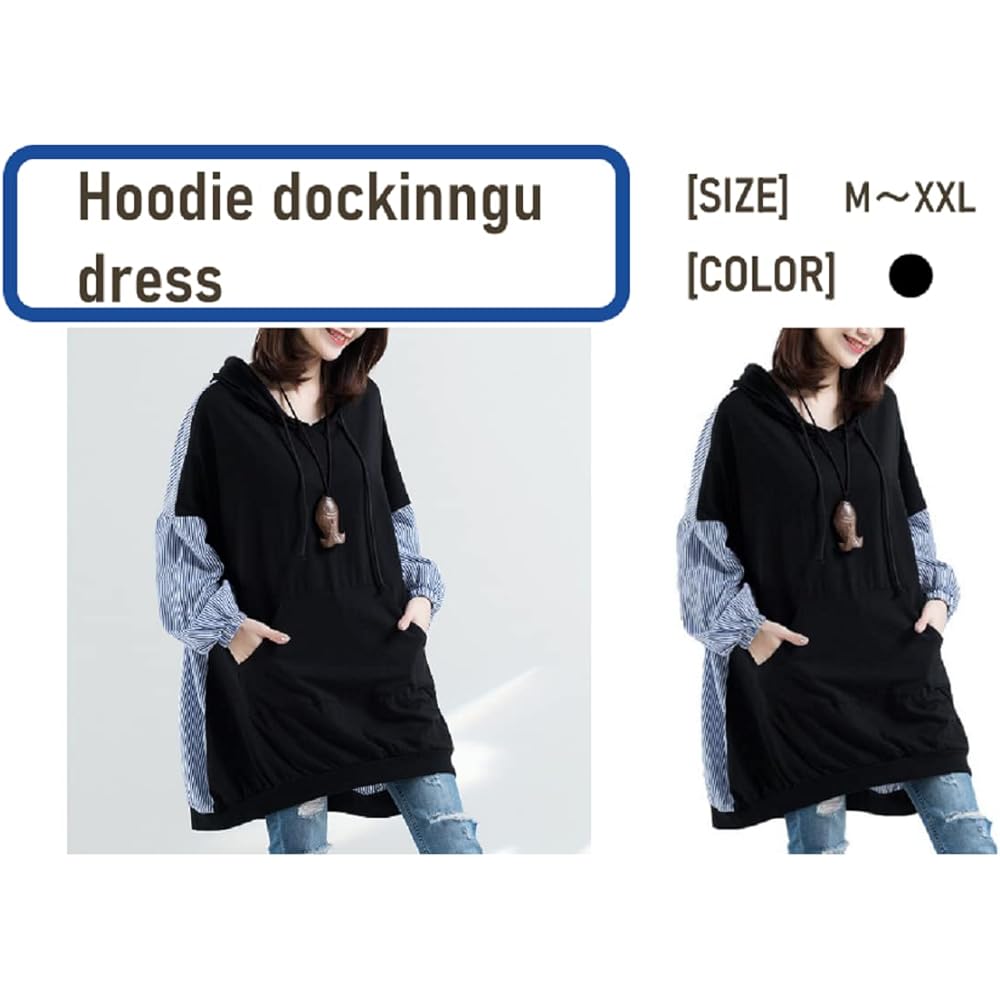 [ririka] Docking Parka Hooded Pullover Long Loose Large Oversized Long Sleeve Pocket Spring Autumn Winter Casual Women's