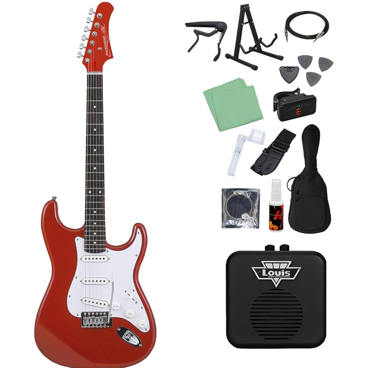 Photogenic ST-180 MRD Electric Guitar Beginner 14-piece Set [With Mini Amplifier] Stratocaster Type Photogenic