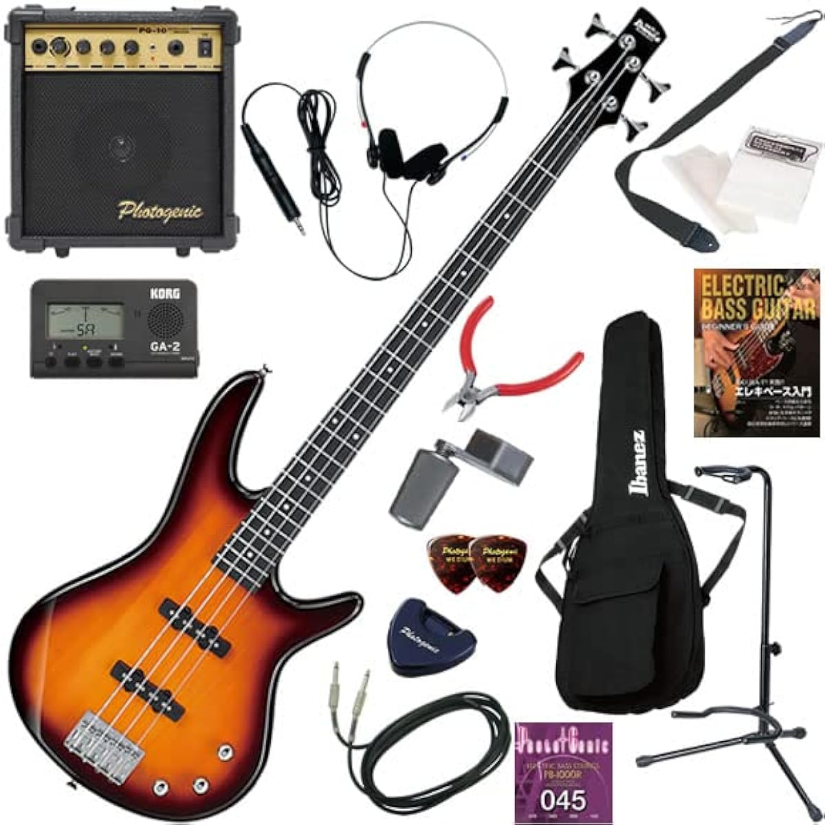 Ibanez Electric Bass Beginner's Guide GIO Series Standard 15-piece Set with 10w Amp GSR180/CM (Copper Metallic)