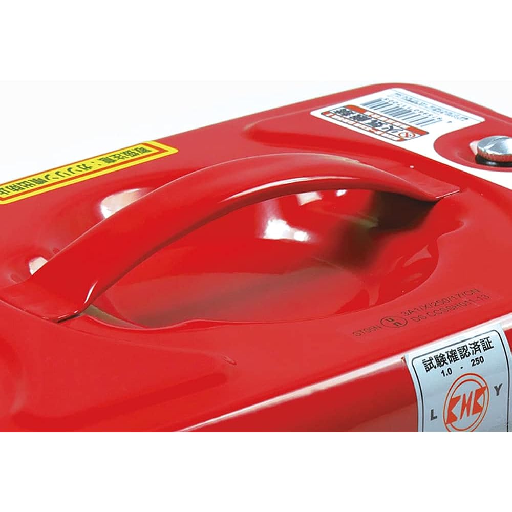 Emerson EM-278 Gasoline Can 20L Fire Service Law Compliant KHK/UN Steel Plate Thickness 0.8mm Stackable Storage Vertical Grip Galvanized Steel Plate Telescoping Refueling Nozzle Included Lightweight Aluminum Cap EM-278