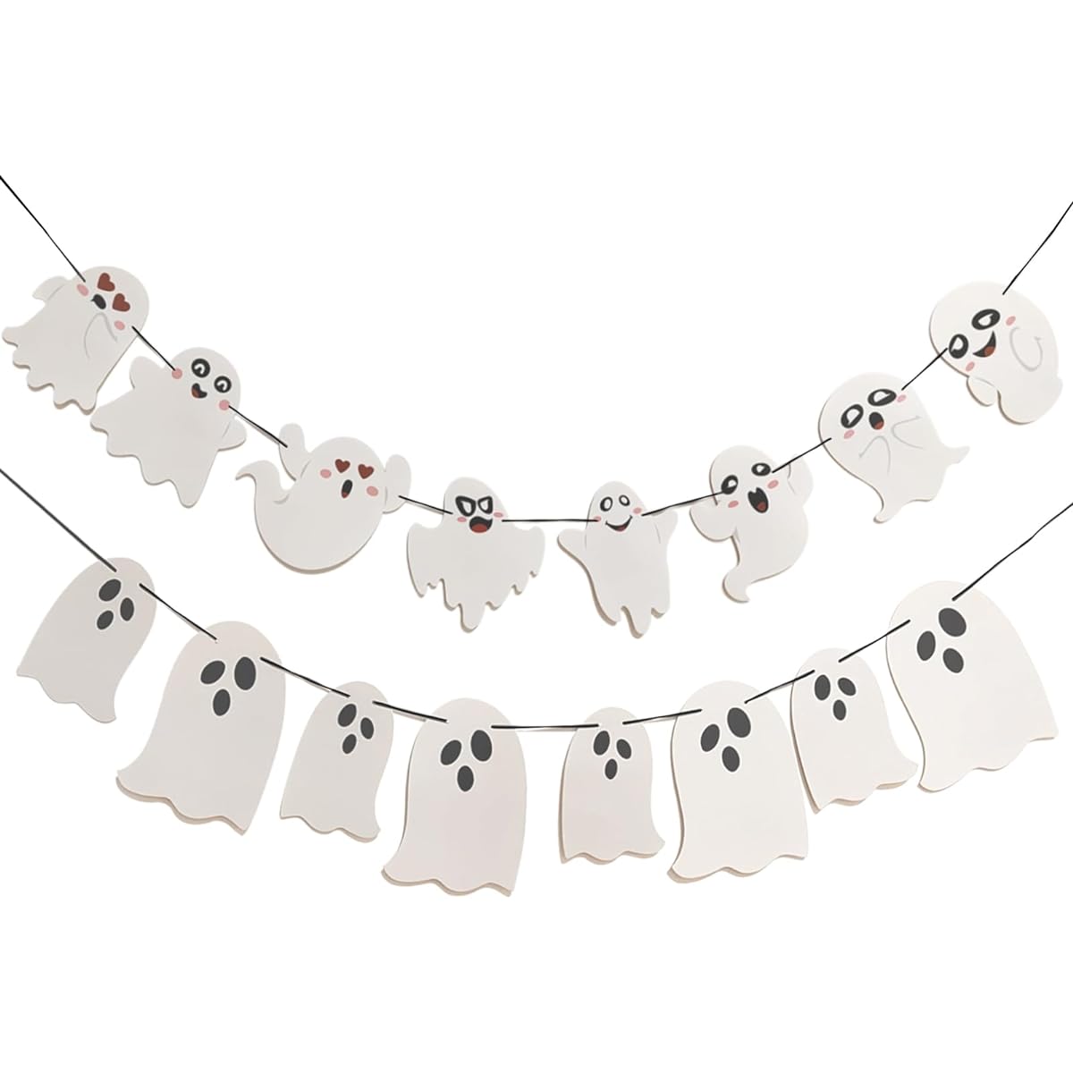 Comelodiant 2 Pack White Halloween Hanging Ghost Banner Halloween Ghost Garland Haunted House Halloween Party Indoor Outdoor Decor Home Mantel Decoration