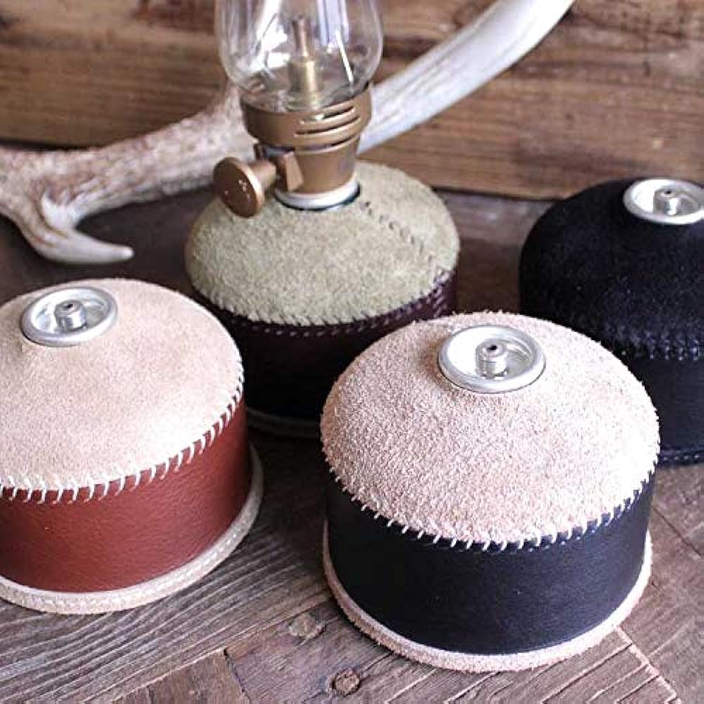 What will be will be Oil leather & suede OD gas can cover small 110g can equivalent Leather color (brown x beige) Stitching (produced)