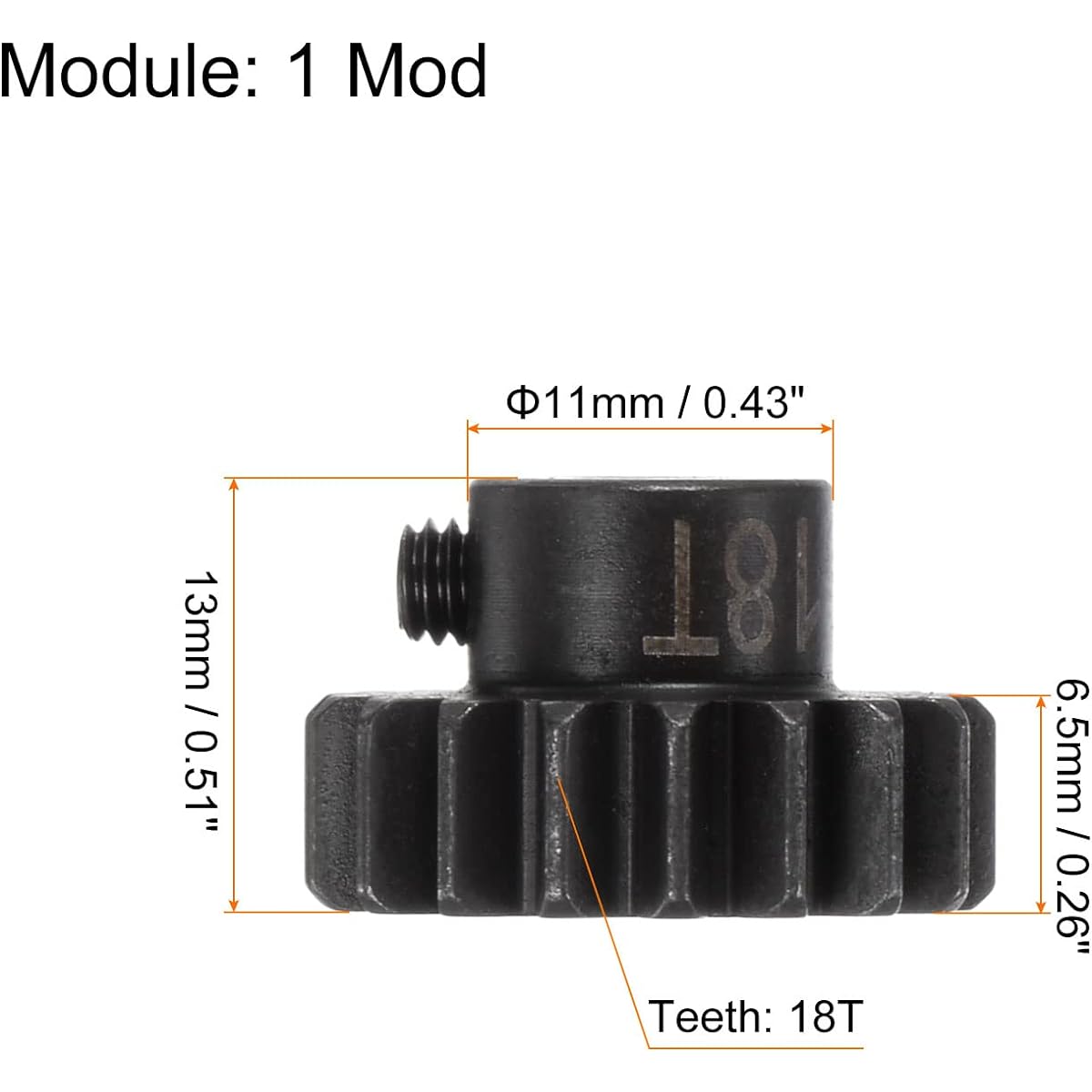 HARFINGTON Step Spur Pinion Gear 5mm Bore 18T Mod 1 Cast Iron Spur Differential Motor Gear RC Car Replacement Parts