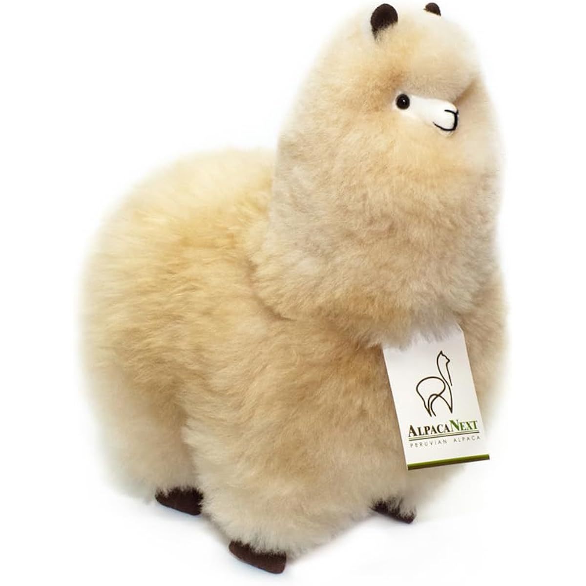 Baby Alpaca Fur Toy - Alpaca Figure - Soft Cuddly Animal - Natural Alpaca Wool Toy (12" Beige) Eco Friendly Alpaca Plush Toy