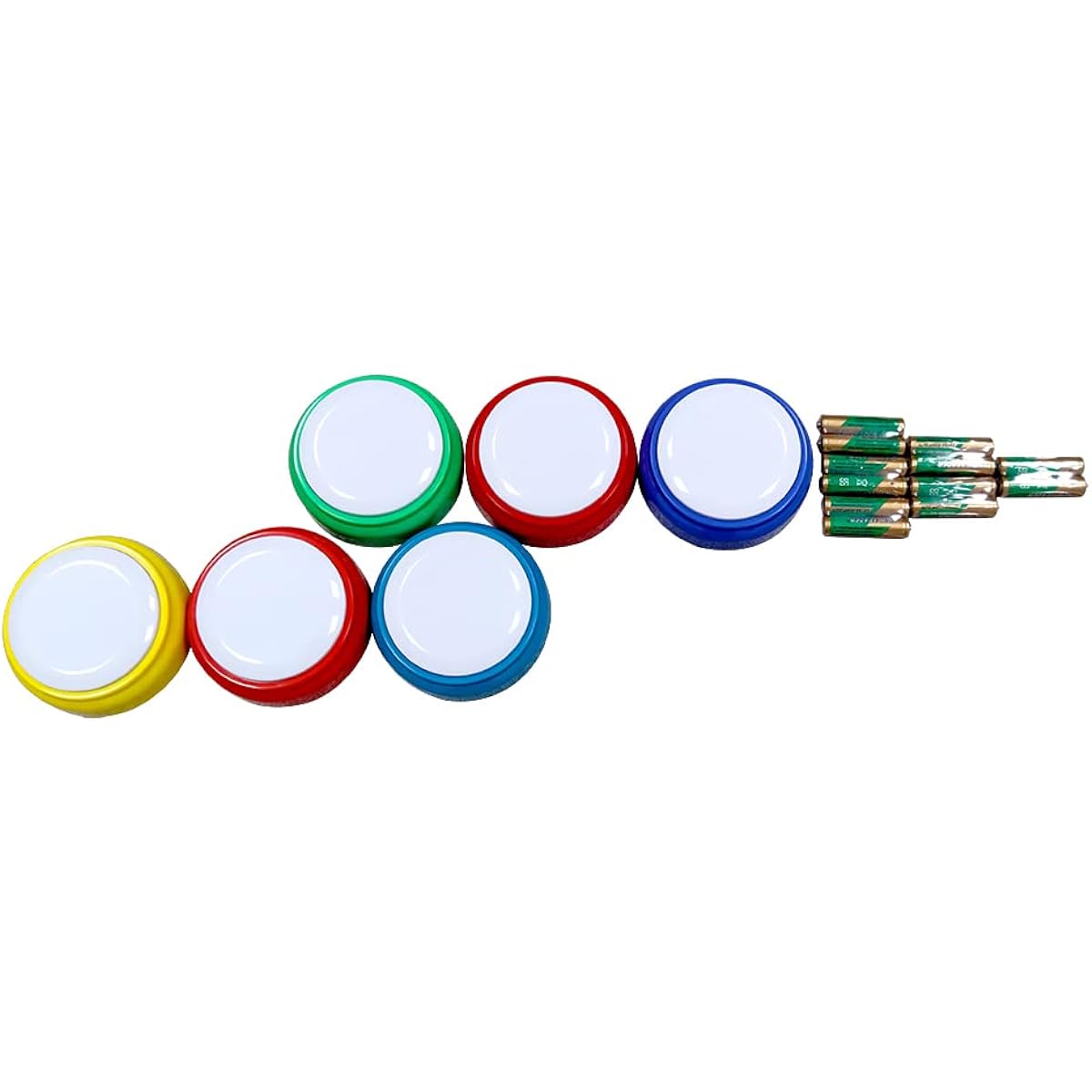 NESIGHTION Set of 6 buttons that can record 30 seconds of sound. Great for owners to interact with their pets and children. Includes batteries and stickers with various patterns. ES