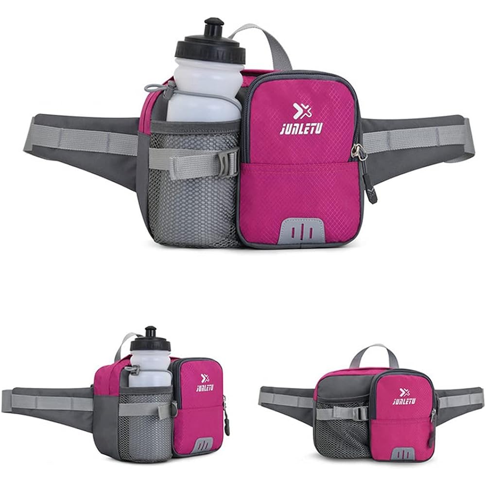 Clakllie Running Pouch Waterproof with Water Bottle Pouch Smartphone Night Reflective Breathable Walking Jogging Excursion Outdoor Cycling Leisure Bag (Rose Red-OT02)