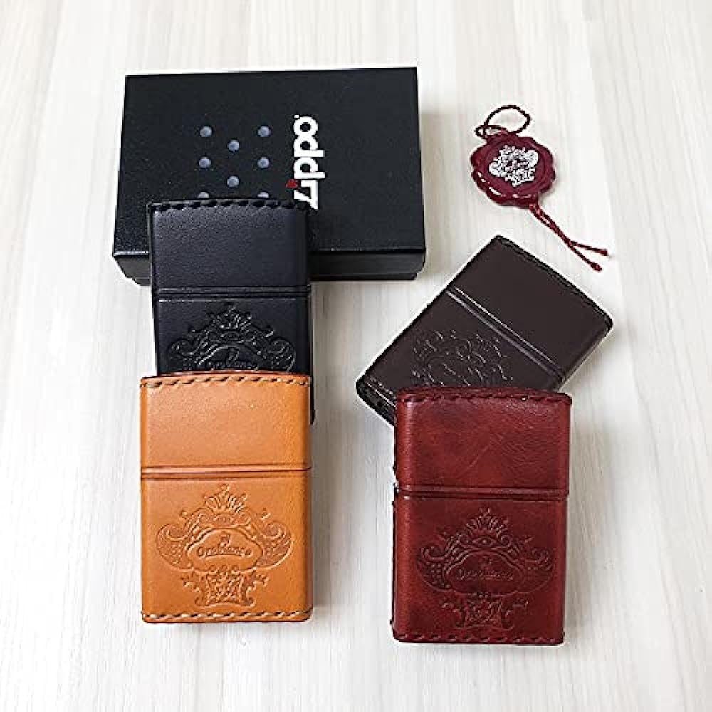 Orobianco Zippo genuine cowhide hand-stitched lighter camel ORZ-001 OROBIANCO ZIPPO lighter flint ignition type made in Japan genuine gift present