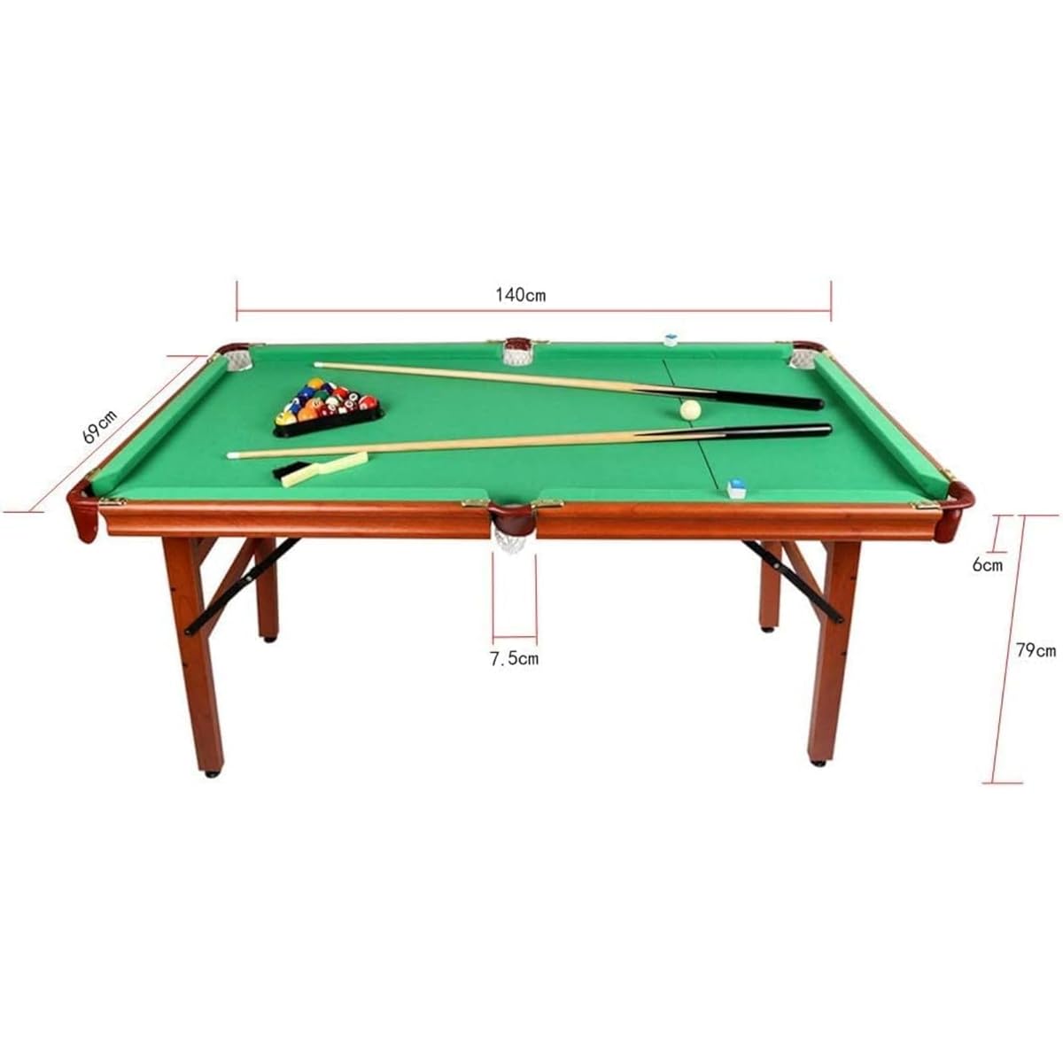Hyner 55" Mini Billiard Table Folding Pool Game Table with 2 Cues, Full Set of Balls, Chalk, Triangles and Brushes Classic Style Portable Pool Table for Indoor Games (Green)