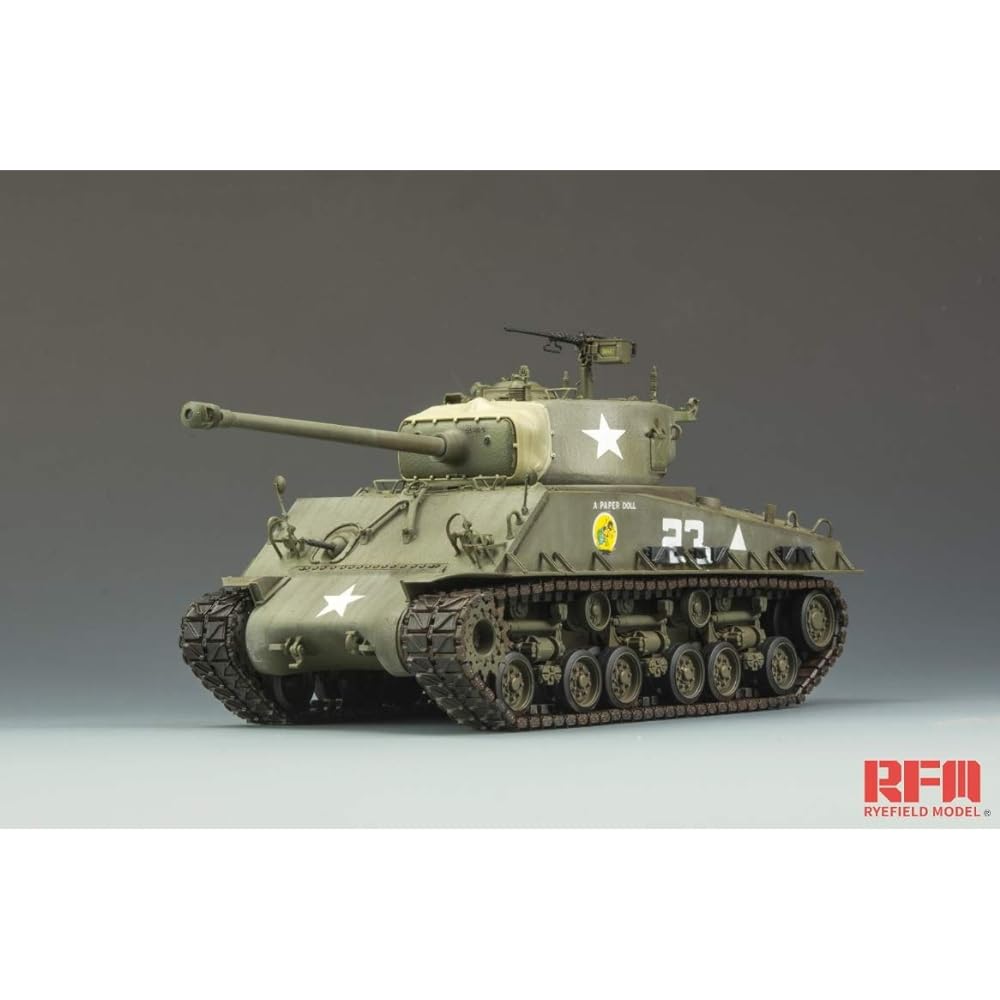 Ryfield Model 1/35 US Army M4A3E8 Sherman Medium Tank Easy Eight w/Movable Track Plastic Model RFM5028