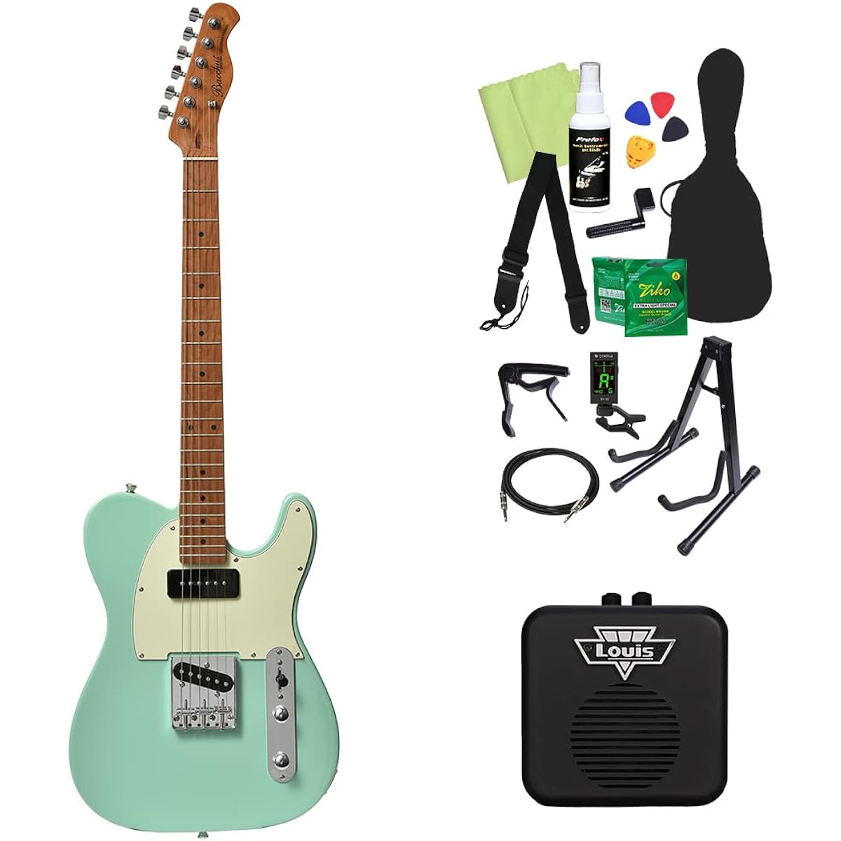 Bacchus BTE-2RSM/M Electric Guitar Beginner 14-piece Set [with Mini Amplifier] SFG Telecaster Type Roasted Maple Neck Bacchus