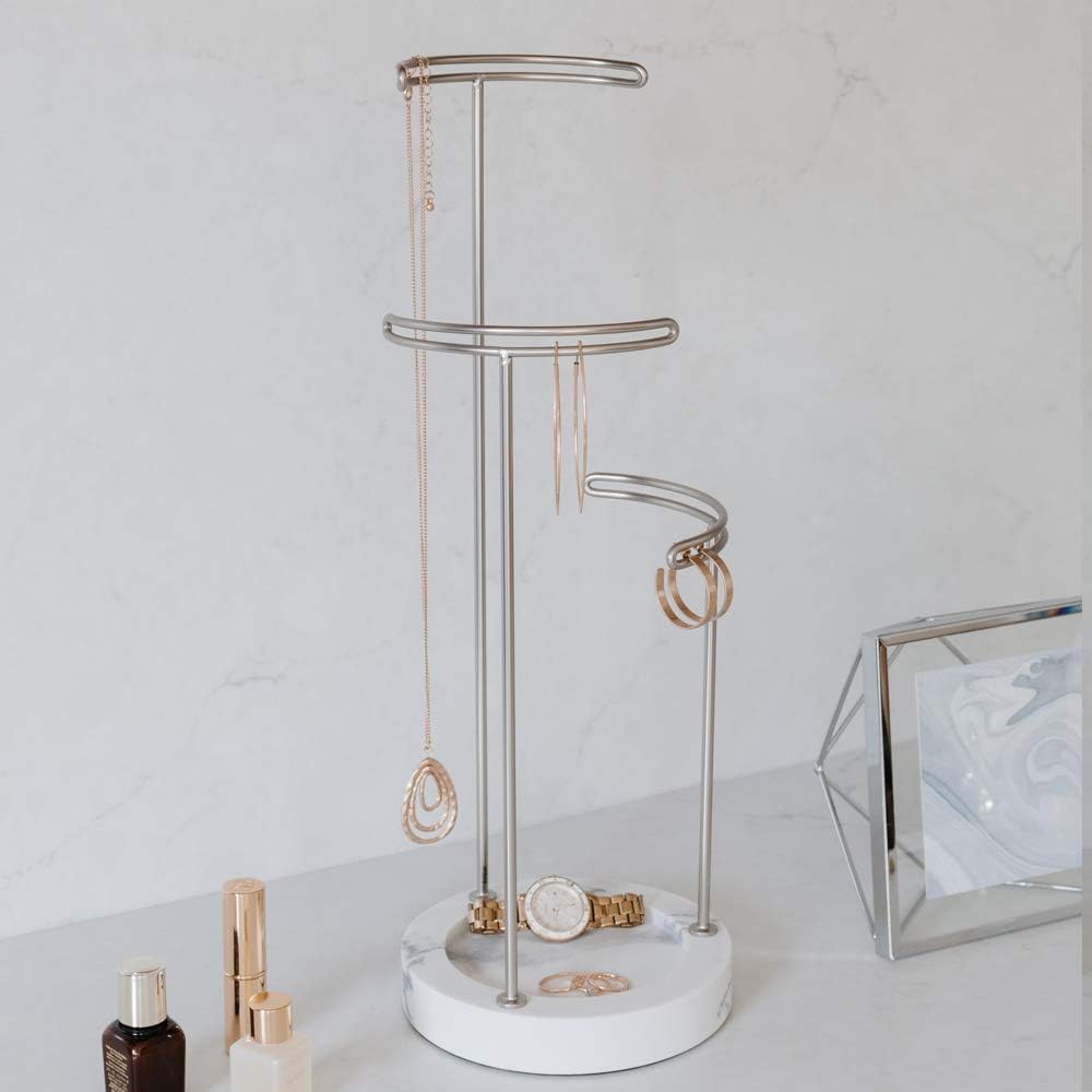 umbra Jewelry Storage Accessory Storage Jewelry Tree Stand Storage Earrings Necklace Watch Accessories Storage W15 x D15 x H42cm TESORA 2299471491 White/Nickel