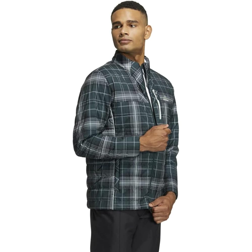 [Adidas Golf] Golf Jacket, Tartan Check, Thermal, Medium Wadding, Long Sleeve, Full Zip Jacket, Men's