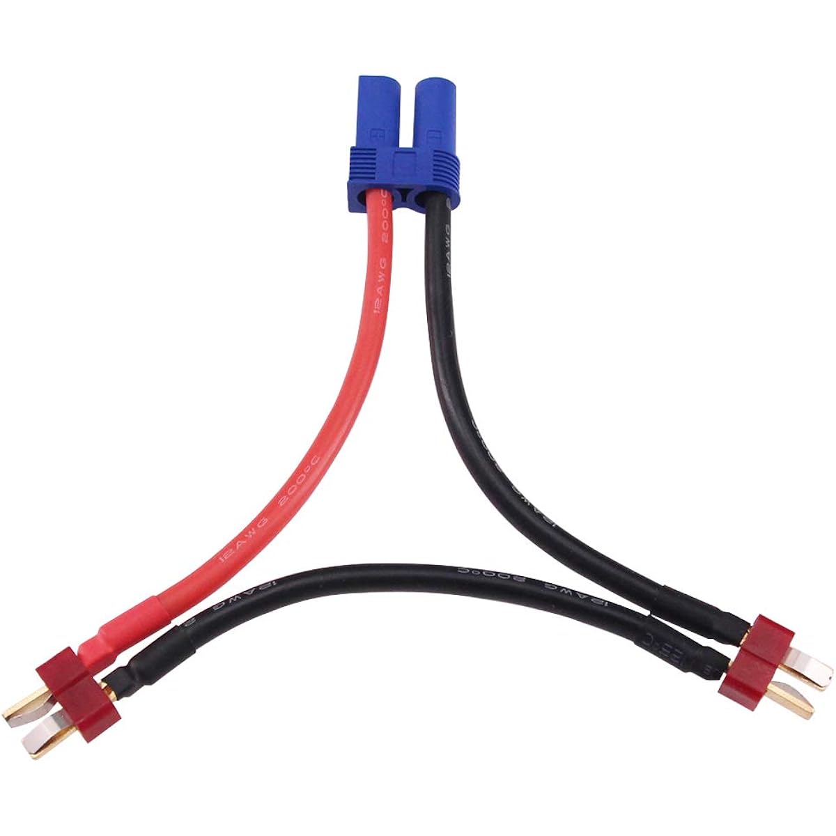 BDHI Deans Style T Plug 1-Female to EC5 2-Male Series Connector for Losi/E-Flite(B164-1) 12awg Wire/Series Battery Adapter