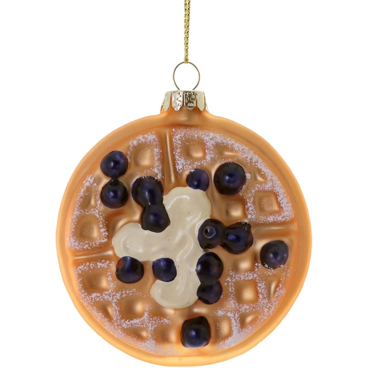 The Bridge Collection Blueberry Waffle Ornament - Breakfast Food Christmas Tree Ornament - Breakfast Waffle Christmas Ornament for Foodies