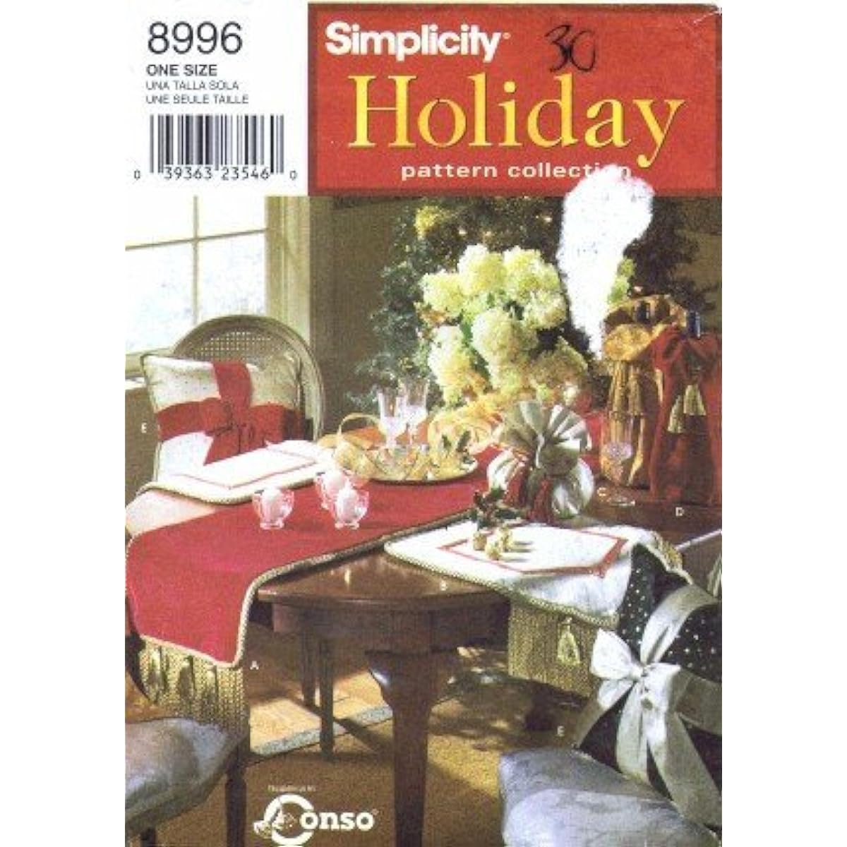 Simplicity 8996 Holiday Sewing Patterns Christmas Table Runners, Placemats, Bottles, Goodie Bags, Pillows