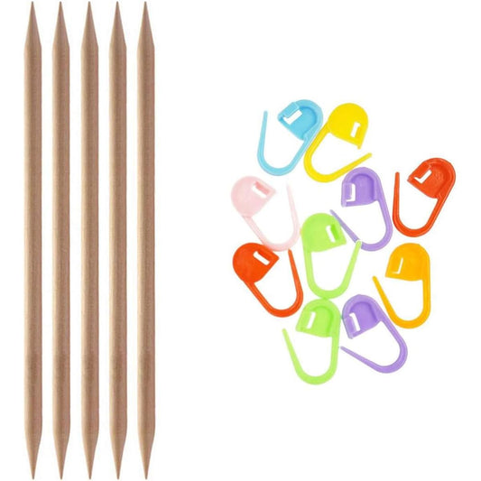 Knitter's Pride Knitting Needles Basics Double Pointed 8 Inch (20cm) Knitting Needles 10 Pieces Artsiga Crafts Stitch Marker Size-10-(6.0mm) KPAB4001111P