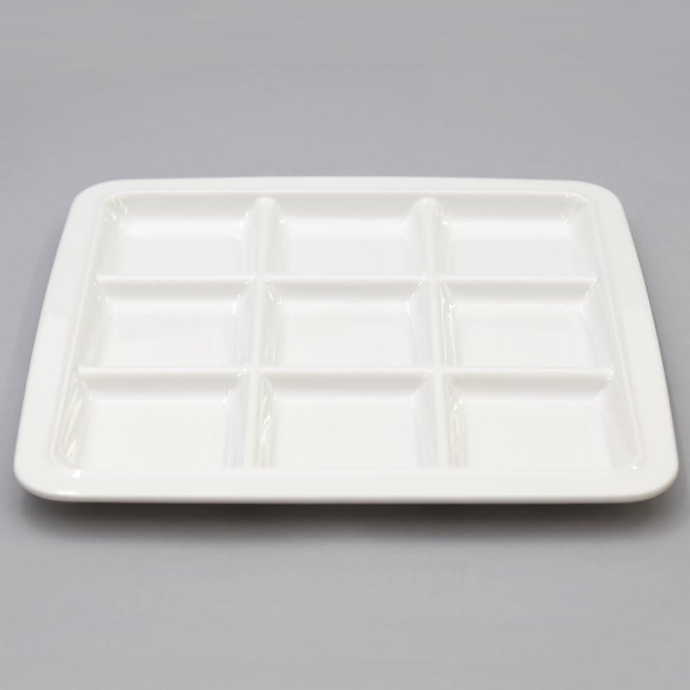 Hist Commercial Kitchen Equipment Hist Lunch Plate White Square 3/6/9 Dividers Commercial Tableware Melamine One Plate (10, 9 Dividers)