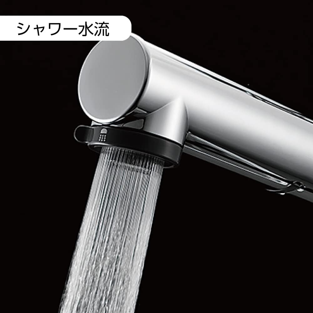 SANEI Single Spray Mixing Faucet for Washroom, Pull-Out Hose, Shower Switching, Made in Japan K37531JV-13