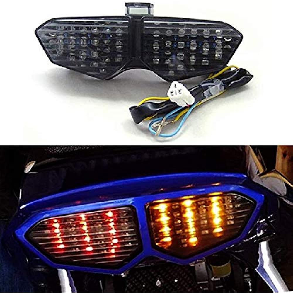 TASWK Motorcycle LED Integrated Tail Light Turn Signal for Yamaha YZF R6 2003-2005 YZF R6S 2006-2008 Smoke Lens