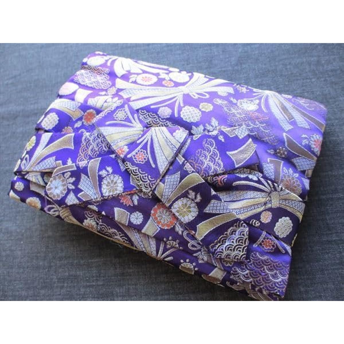 13-string Koto case, round koto bag, brocade, 7 pieces, 10, noshi pattern, purple