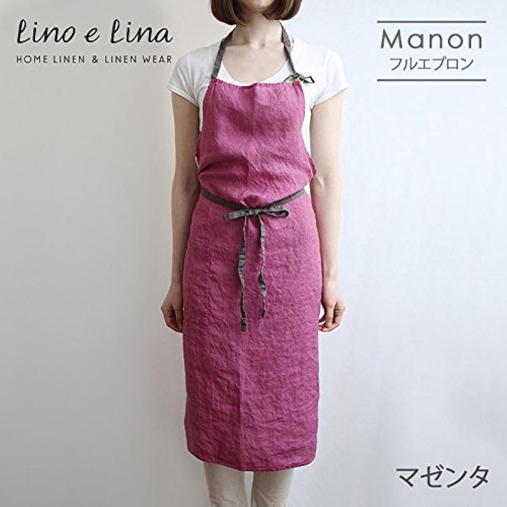 Linen full apron Manon <magenta> A266 [Lino e Lina/Lino e Lina]