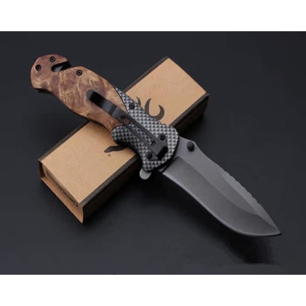 X50 Wood Handle Multi Survival Folding Knife