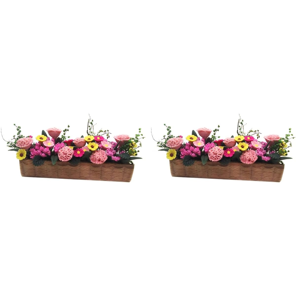 GANAZONO Miniature Flower Bed Dollhouse Garden Planter Bed Mini Window Box Micro Landscape Decoration Fairy Garden Dollhouse Accessories 2 Pieces