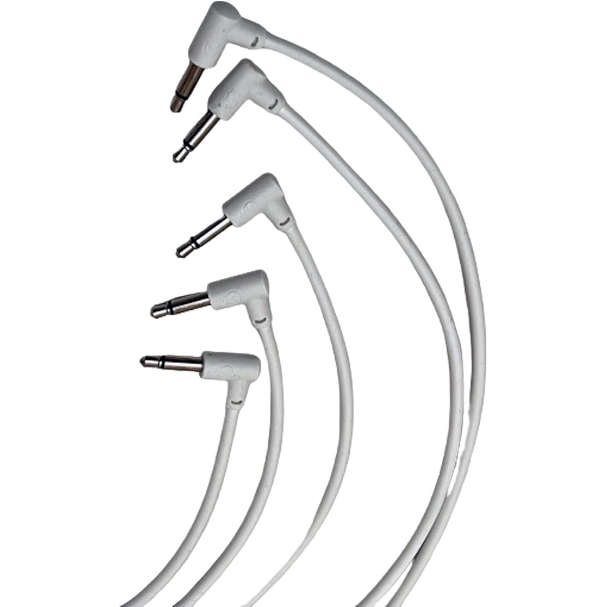 Luigis Modular M-PAR Right Angle Eurorack Patch Cables - Pack of 5 White Cables 18" (45cm)