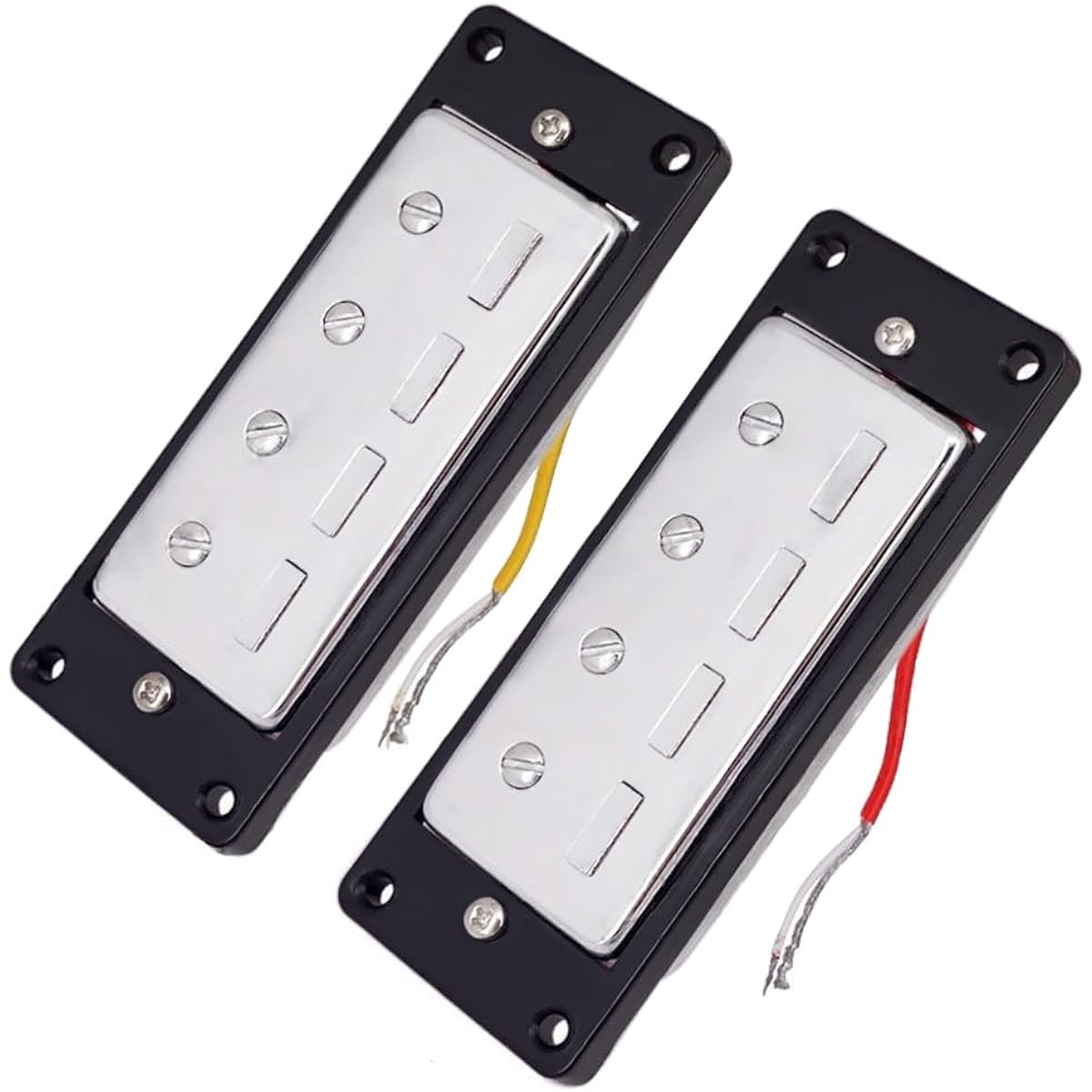 Mini 4-string bass guitar humbucker pickup black ring chrome set of 2