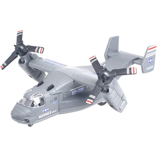 Ailejia Alloy Metal Plane MV-22 Military Osprey Transport Helicopter Toy Model Army Aircraft Air Force Toy Pull Back Fighter Toy (Gray)