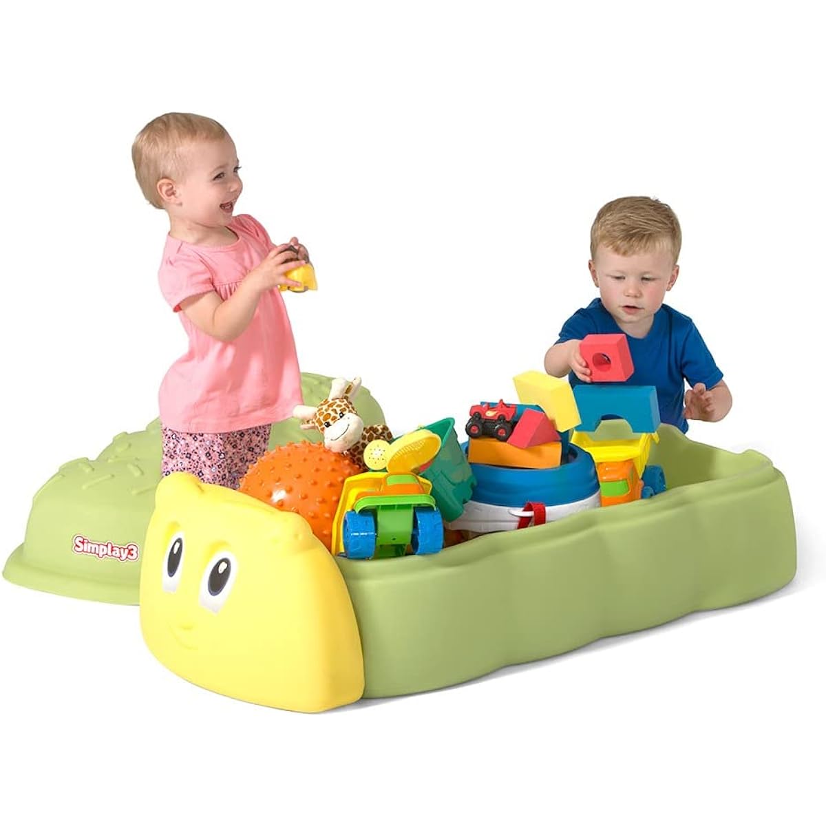 Sandbox with lid, sandbox for kids, caterpillar sandbox, for ages 1 and up, simplay3