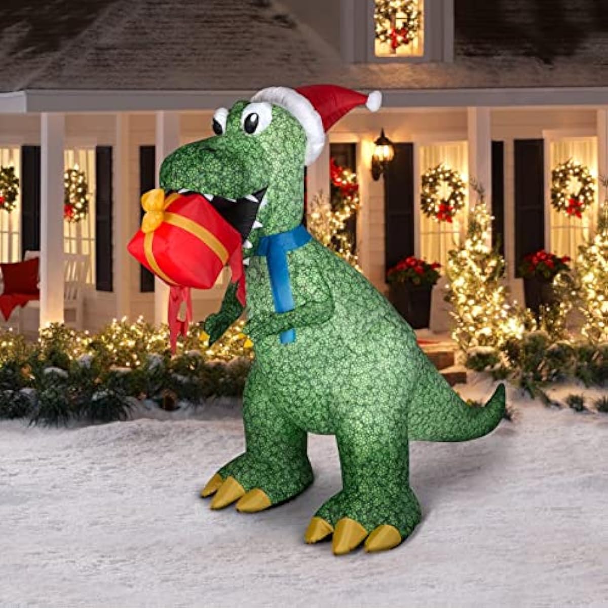 Giant T-Rex Gift Christmas Holiday Season Outdoor Yard Inflatable