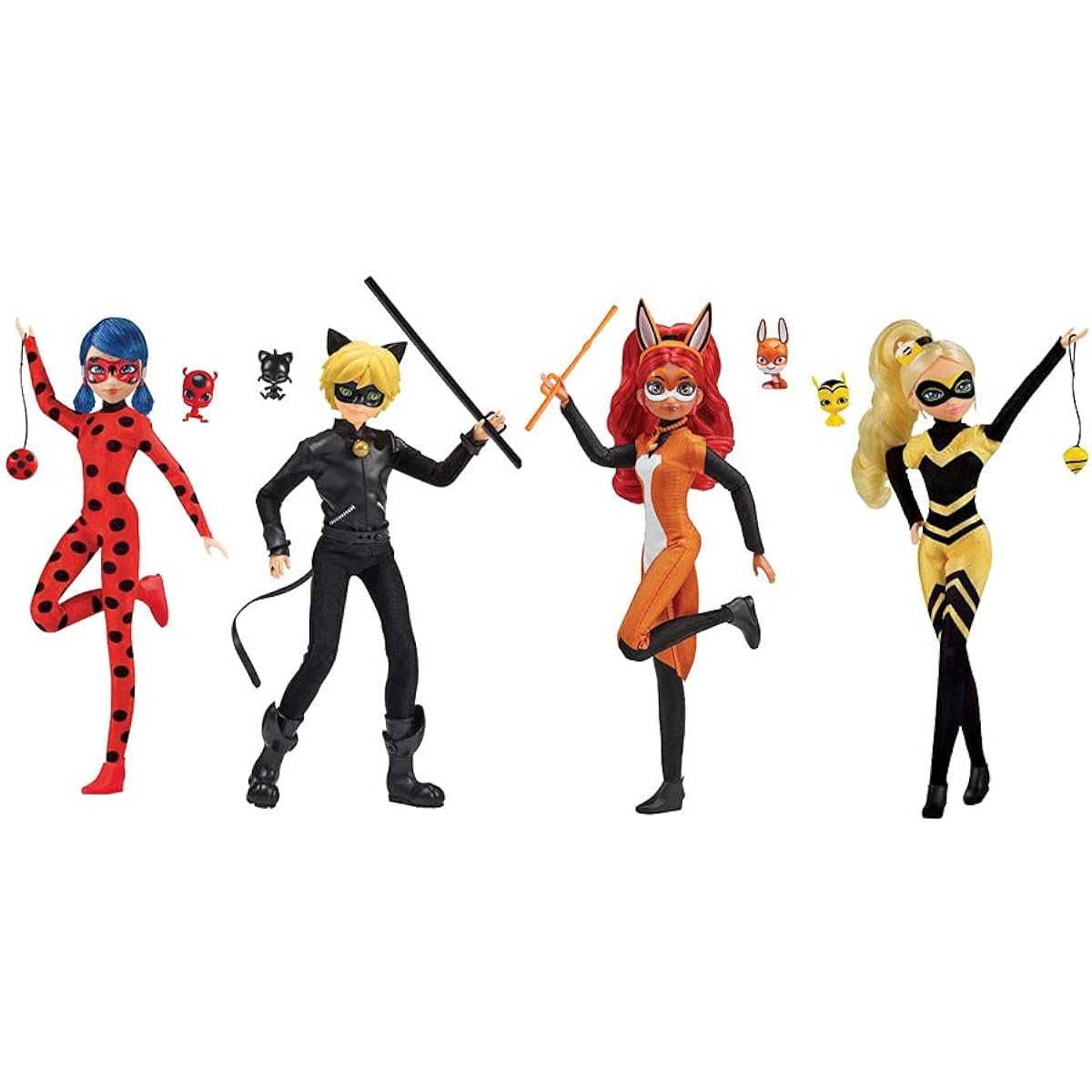Miraculous Heroes Fashion Doll Bundle (Ladybug, Cat Noir, Rena Rouge, Queen Bee)