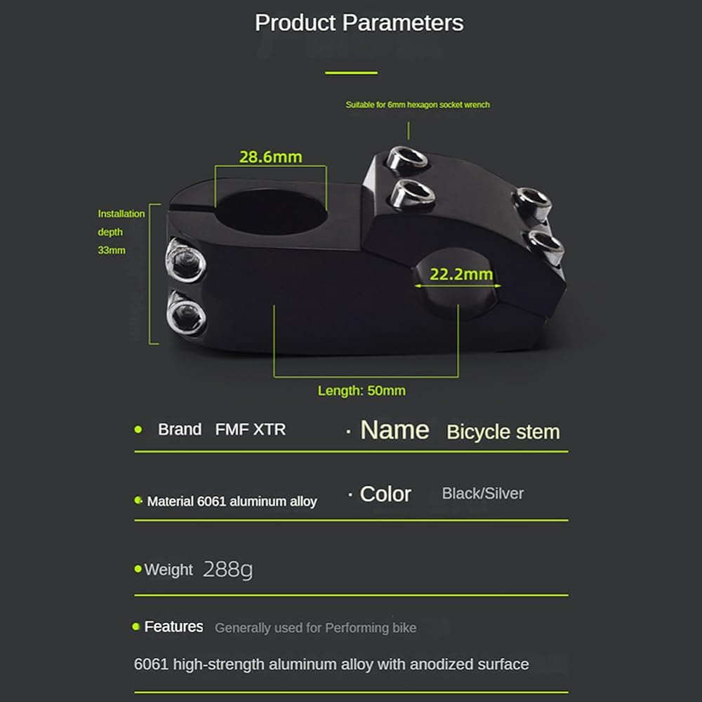 Mulanimo Bicycle Stem 28.6mm 22.2mm Handlebar Stem Bicycle Handle Up Aluminum Alloy Ahead Stem Handlebar Short Stem Compatible with Road Bikes and Cross Bikes