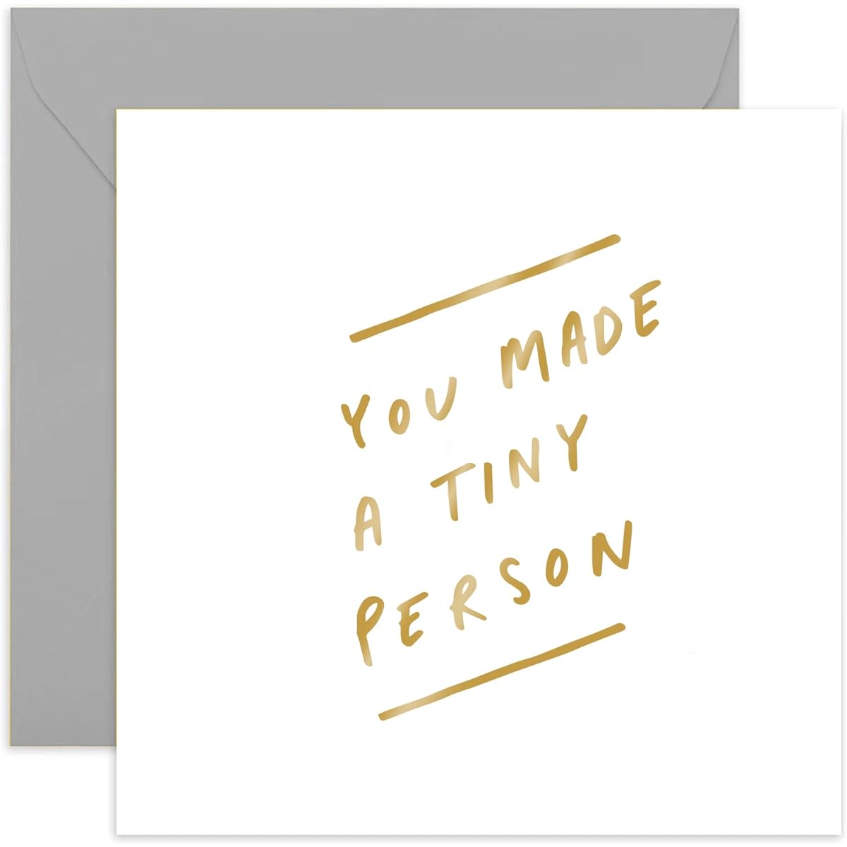 Old English Co. You Made a Tiny Person Card Gold Foil Funny Baby Card Blank Inside & Envelope Included