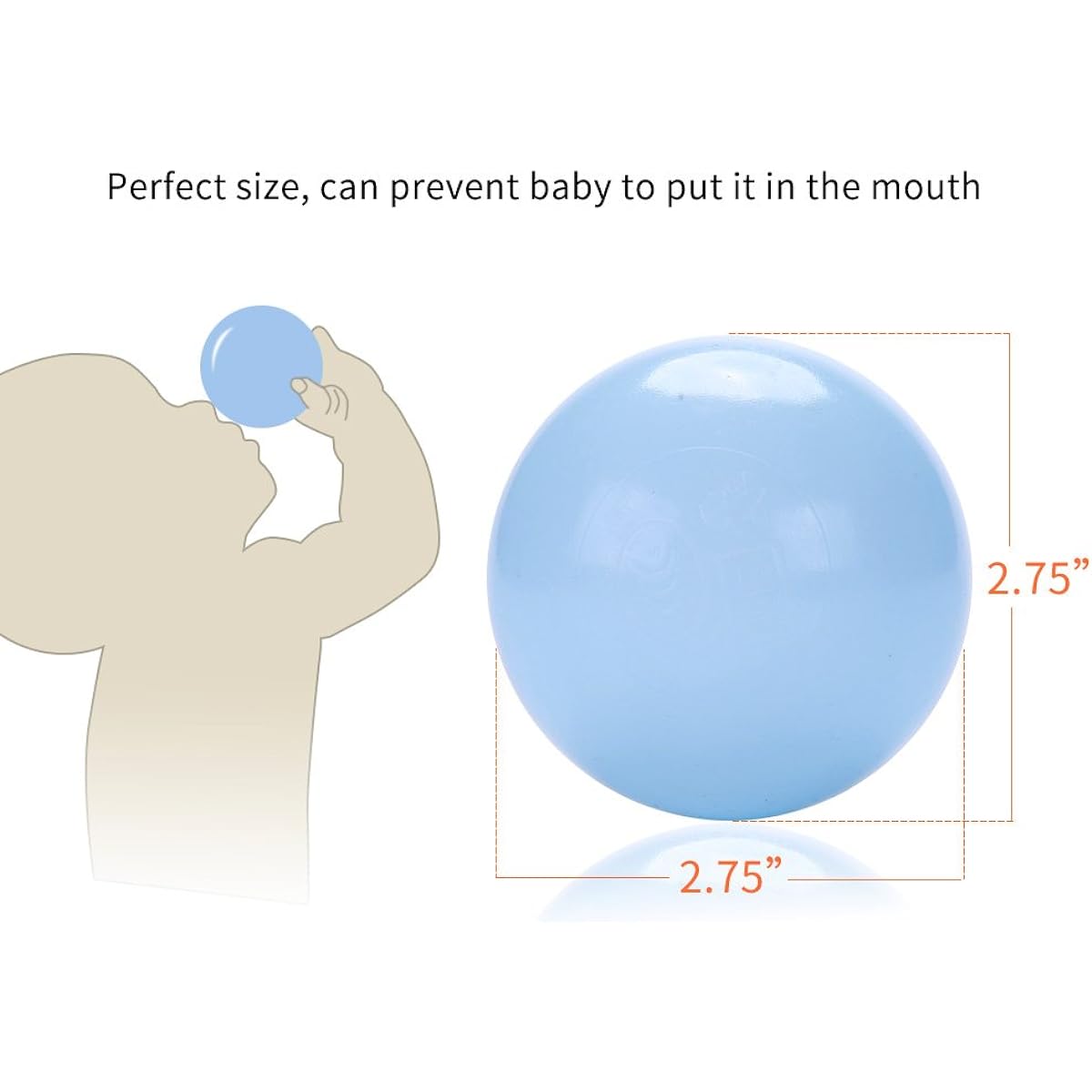 PlayMaty Ball Pit Balls - 2.75" Plastic Phthalate & BPA Free Balls, Crush Resistant Stress Balls, Swimming Pool Fun Toys with Storage Bag, Baby Playhouse, Birthday Party Decorations, Pack of 50