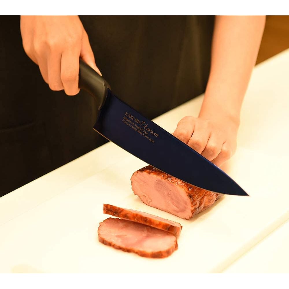 SUMIKAMA Kasumi Knife, Titanium Coating, Sword-shaped Knife, Made in Japan, 20cm, Gyuto, Meat, Vegetables, Rust-resistant, Sharpness, Color, Midnight Blue, Made in Seki City, KASUMI 22020/VI