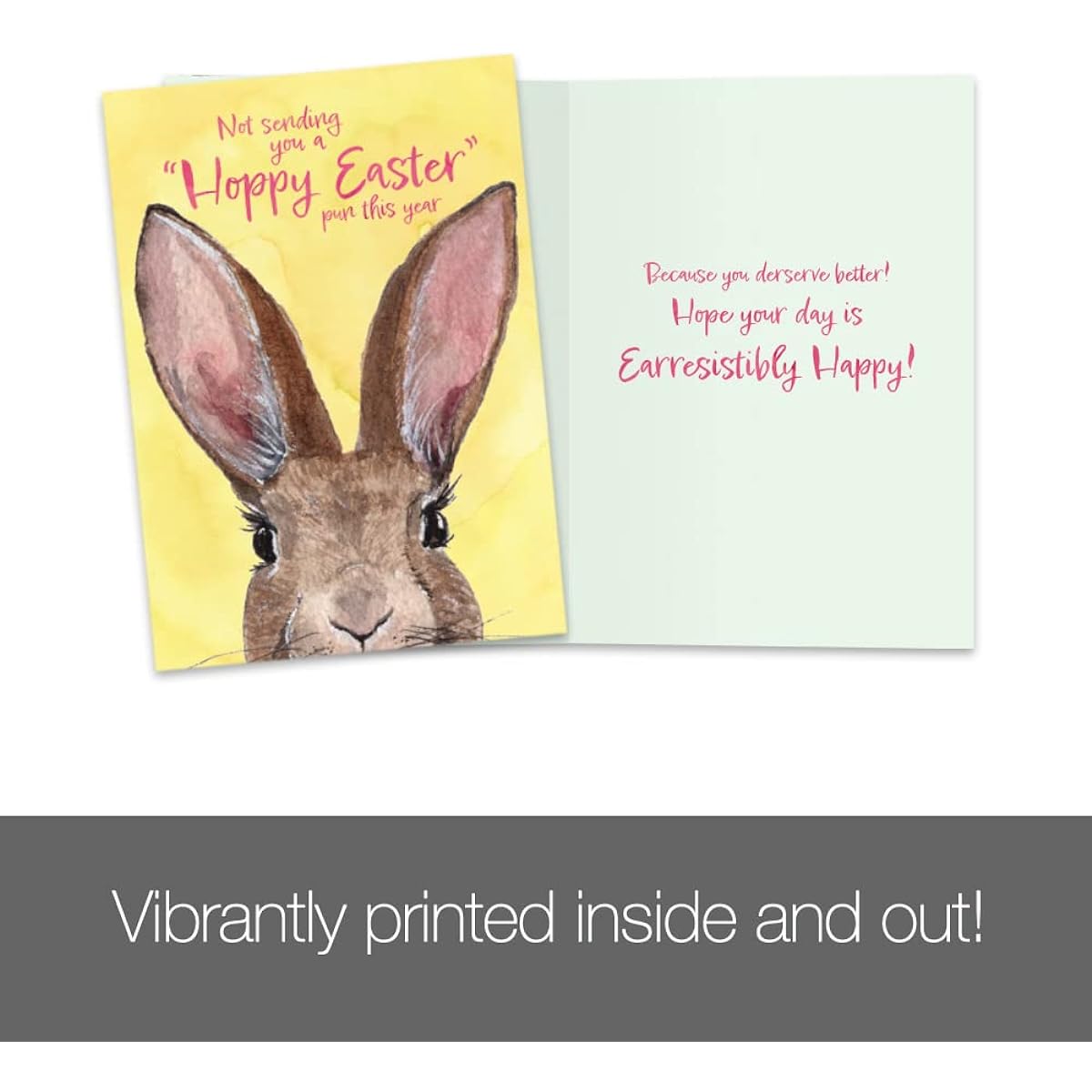 Tree-Free Greetings Easter Greeting Cards 2 Pack, Eco-Friendly, Made in the USA, 100% Recycled Paper, 5" x 7", Easy on the Ears, Happy (GT60435)