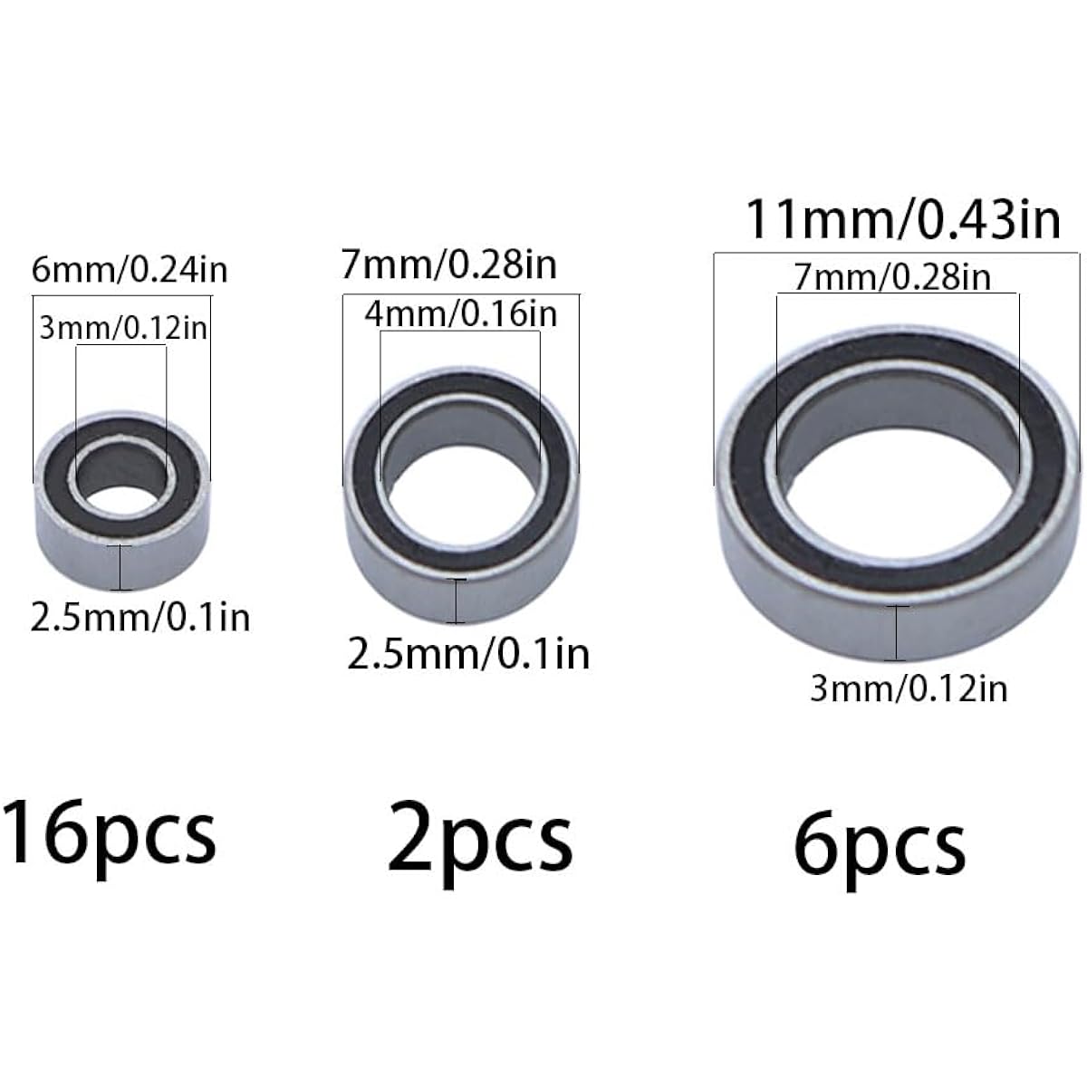 FACCNOY Sealed Bearing Kit 24pcs 1/24 FMS FCX24 Power Wagon RC Crawler Upgrade Parts