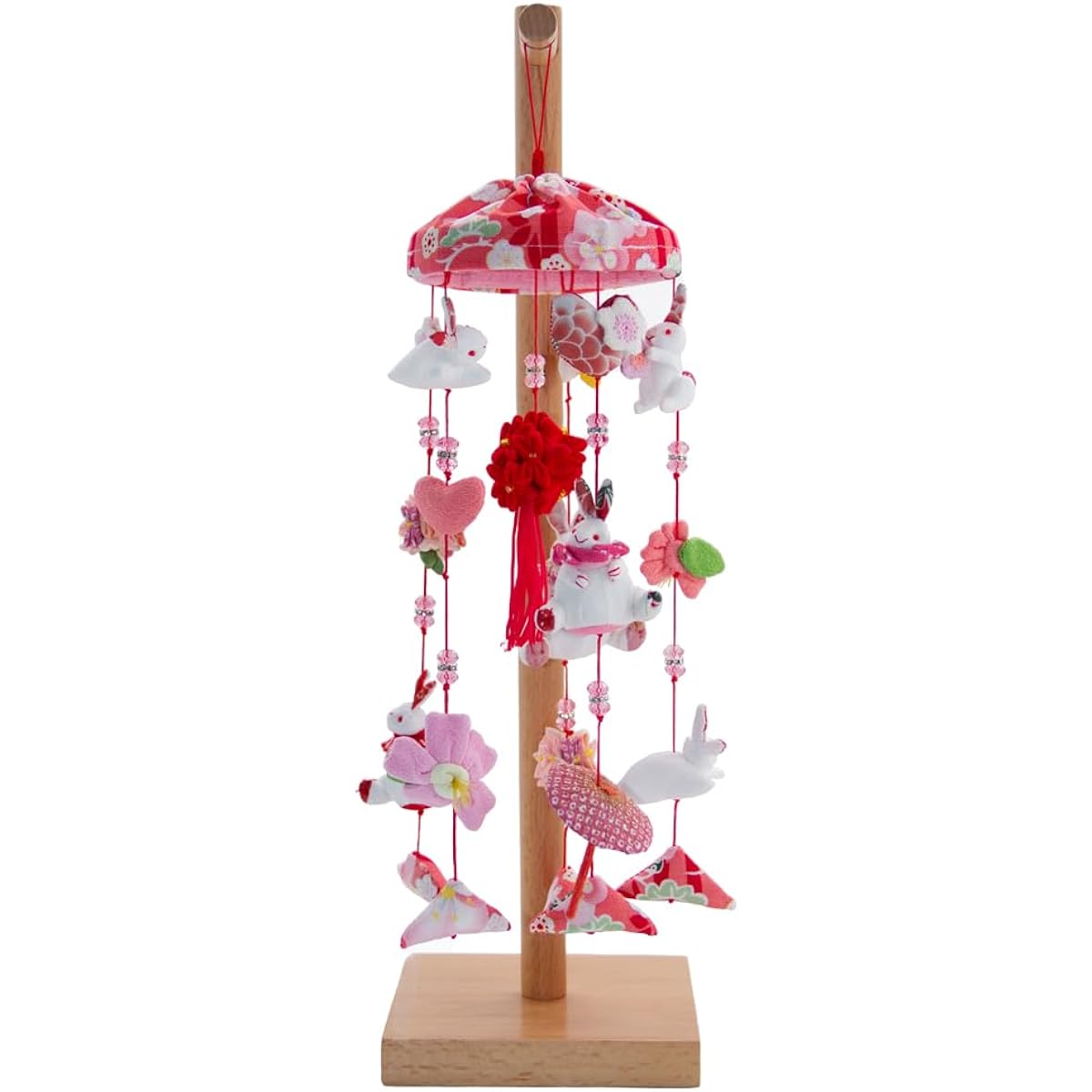 OKBABY Hanging Dolls, Hanging Decorations, Natural Wood Stand, Height 44cm, Cute, Hina Dolls, Umbrella Fuku, Girls' Festival, Hina Dolls, Handmade, First Festival