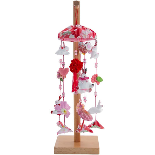 OKBABY Hanging Dolls, Hanging Decorations, Natural Wood Stand, Height 44cm, Cute, Hina Dolls, Umbrella Fuku, Girls' Festival, Hina Dolls, Handmade, First Festival