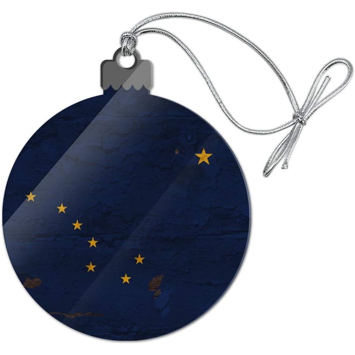 Rustic Alaska State Flag Distressed USA Acrylic Christmas Tree Holiday Ornament