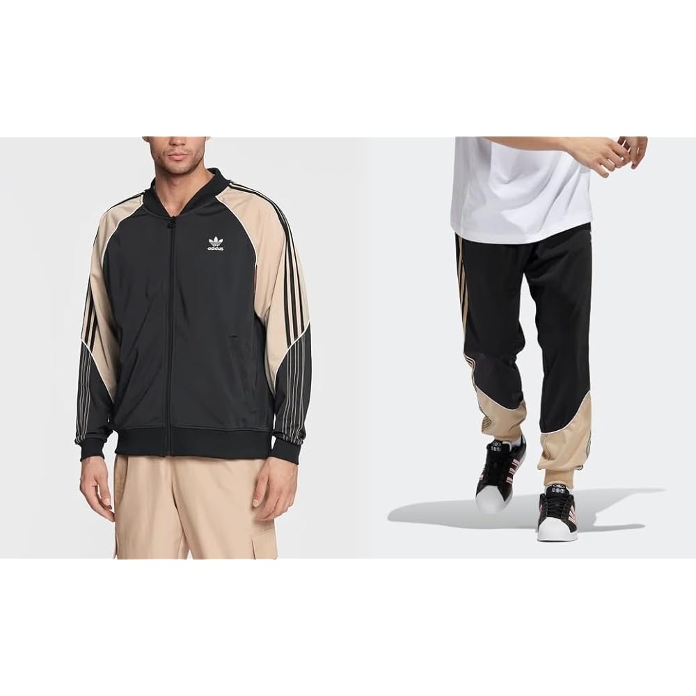 [Adidas] Originals Men's Jersey Top and Bottom Set Tricot SST Track Jacket x Track Pants Setup Black/Beige/Gold HI3000/HI3004 Domestic Genuine Product